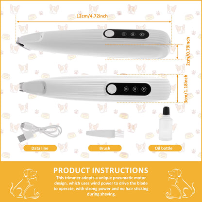 Professional Quiet Paw Trimmer for Dogs and Cats – Rechargeable with LED Light and Low Noise Technology